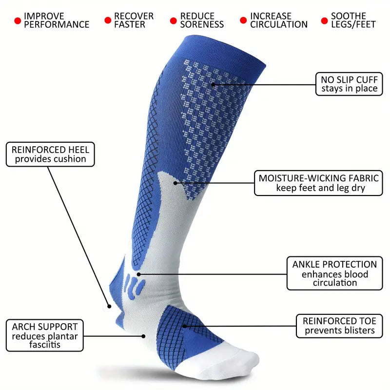 Sweksha Creations Orthopedic Neuro Socks for Outdoor Sport Compression Socks for Plantar Arch Support, Foot & Ankle Swelling, Achilles Tendon, Heel Pain, Injury Recovery(1 pair)(Blue)
